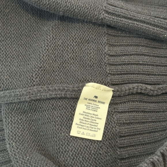 Normal Brand Fair Isle Surplice Hoodie Black White Sweater Cotton Women's Med - Picture 9 of 9